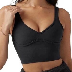 Joah brown contour crop tank sueded black